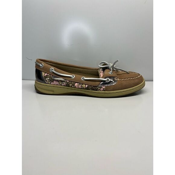 Sperry Top Sider Boat Shoes Pink Floral Brown 9102278 Size 7.5 - Picture 1 of 11